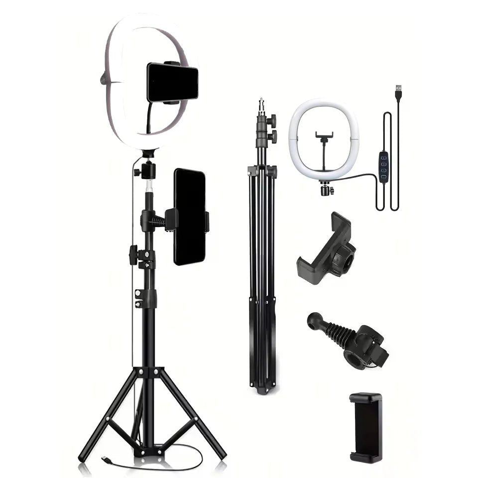 10 - Inch LED Ring Light Foldable with 1.1m Tripod Stand +O - Clamp,3 adjustable lighting modes for Photography, Live Stream, Makeup - Zevon