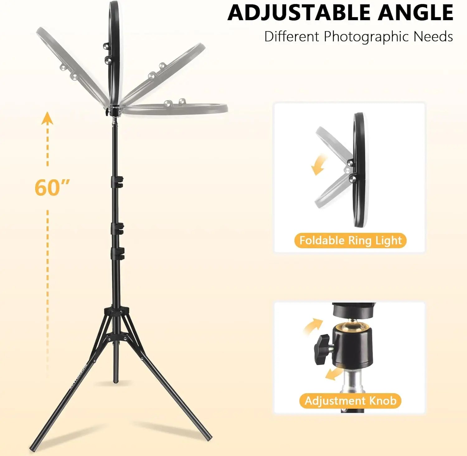 10 - Inch LED Ring Light Foldable with 1.1m Tripod Stand +O - Clamp,3 adjustable lighting modes for Photography, Live Stream, Makeup - Zevon