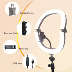 10 - Inch LED Ring Light Foldable with 1.1m Tripod Stand +O - Clamp,3 adjustable lighting modes for Photography, Live Stream, Makeup - Zevon