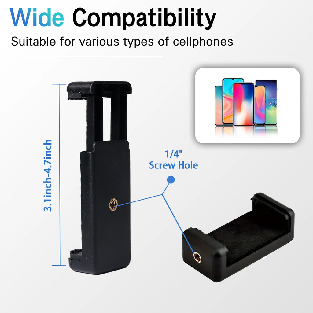 63inch Telescoping Phone Tripod & Selfie Stick - Universal Clamp, Wireless Remote, Supports 6.61lbs, Durable Aluminum - Zevon