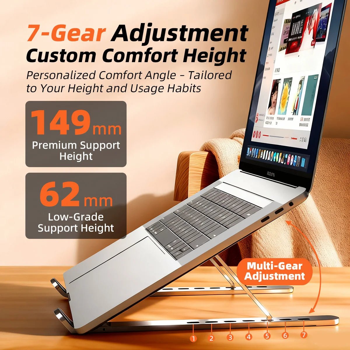 Adjustable Laptop Stand Portable Foldable Notebook Bracket Computer Monitor Holder For Macbook Air iPad Tablets Base Accessories - ZEVON