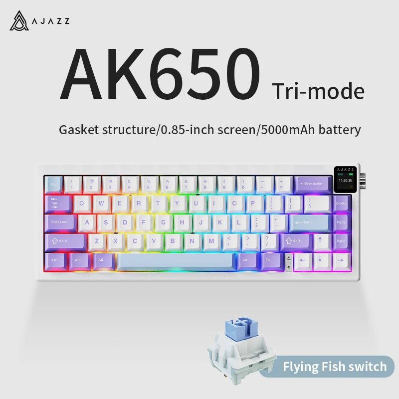 AJAZZ AK650 65% Wireless Mechanical Gaming Keyboard – RGB Gasket Mount, Mac/Windows - Zevon