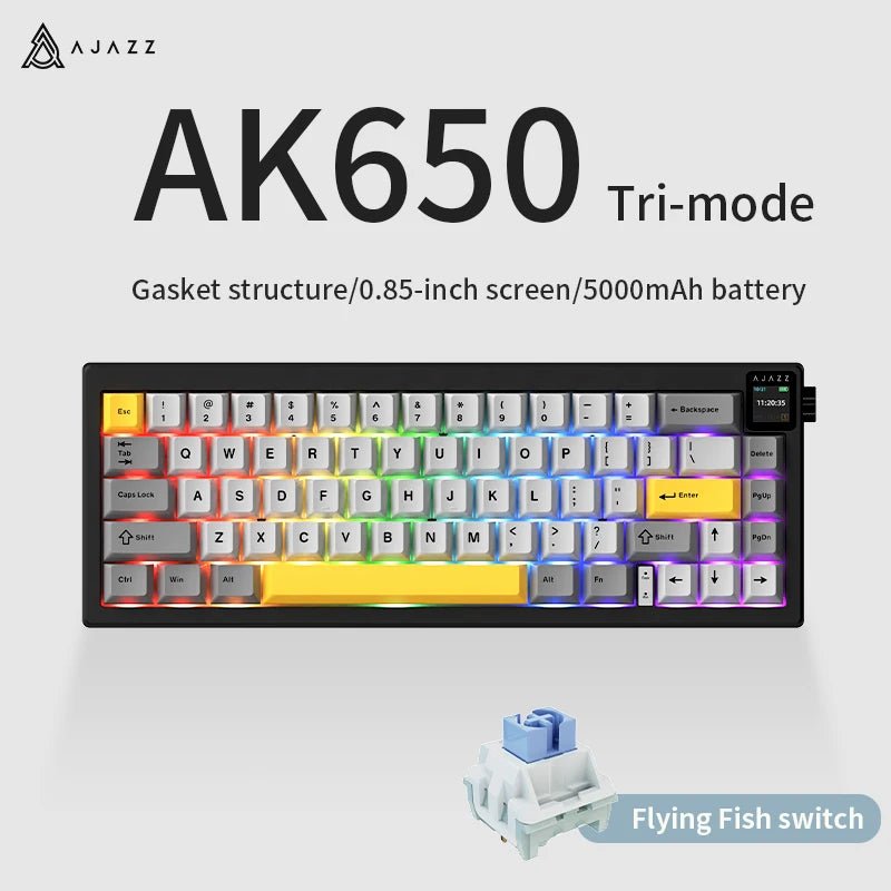 AJAZZ AK650 65% Wireless Mechanical Gaming Keyboard – RGB Gasket Mount, Mac/Windows - Zevon
