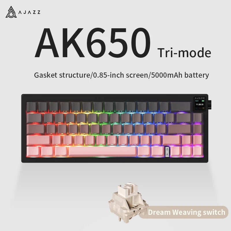 AJAZZ AK650 65% Wireless Mechanical Gaming Keyboard – RGB Gasket Mount, Mac/Windows - Zevon