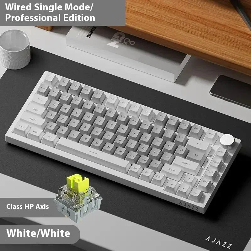 Ajazz AK820 RGB Mechanical Gaming Keyboard with 82 keys, gasket mount, and tri - mode connectivity (Bluetooth, 2.4GHz wireless, wired) for PC and laptop. - Zevon
