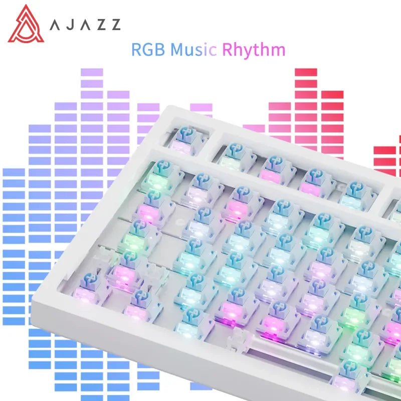 Ajazz AK820 RGB Mechanical Gaming Keyboard with 82 keys, gasket mount, and tri - mode connectivity (Bluetooth, 2.4GHz wireless, wired) for PC and laptop. - Zevon