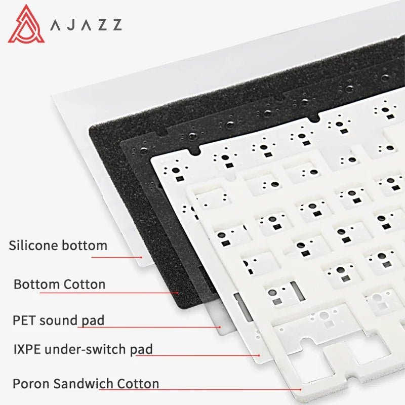 Ajazz AK820 RGB Mechanical Gaming Keyboard with 82 keys, gasket mount, and tri - mode connectivity (Bluetooth, 2.4GHz wireless, wired) for PC and laptop. - Zevon