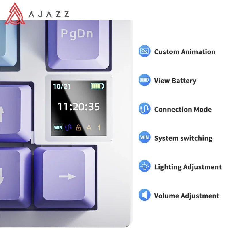 Ajazz AK820 RGB Mechanical Gaming Keyboard with 82 keys, gasket mount, and tri - mode connectivity (Bluetooth, 2.4GHz wireless, wired) for PC and laptop. - Zevon