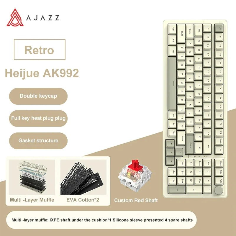 Ajazz AK992 98 - Key Wired Mechanical Gaming Keyboard with hot - swap switches, multimedia knob, and compact full - size layout for PC and laptop - Zevon