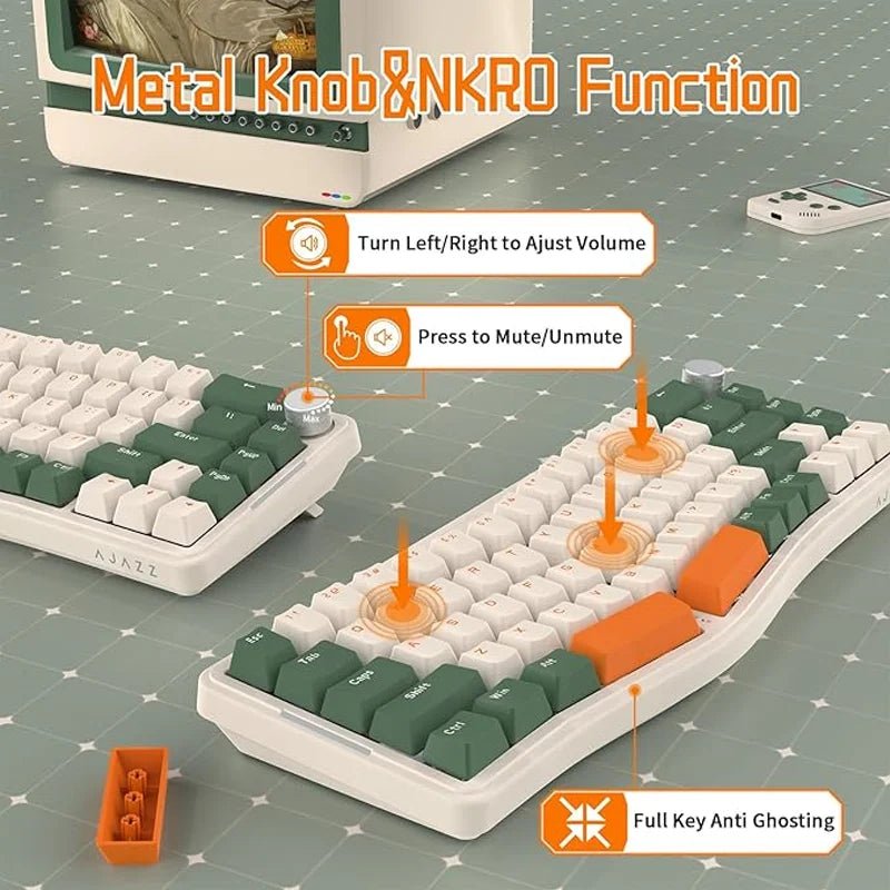 AKS068 68 - Key Alice Layout Mechanical Keyboard – Ergonomic Gasket - Mount USB - C Wired Gaming Keyboard - Zevon