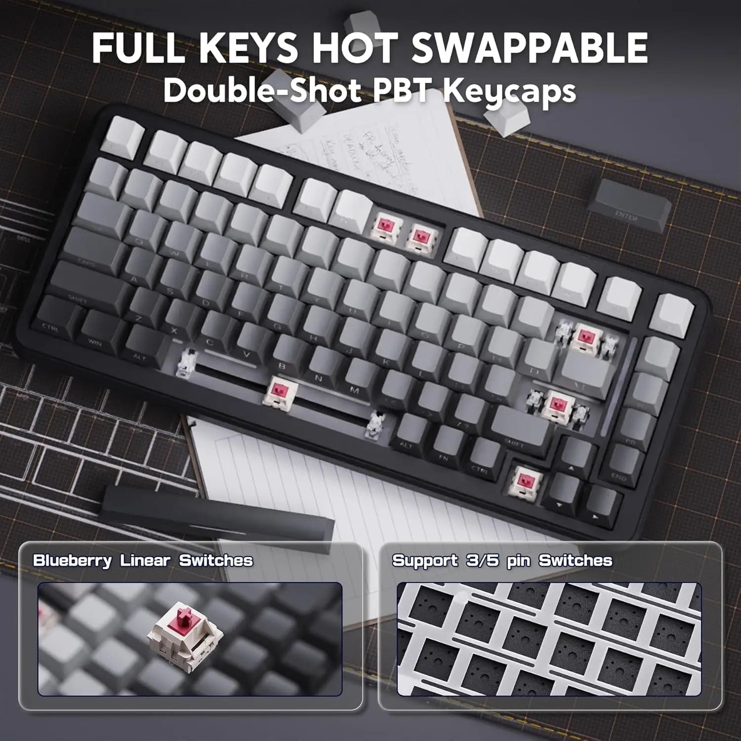 ATTACK SHARK M86 75% Wireless Mechanical Gaming Keyboard with hot - swappable gasket mount, RGB lighting, and side - printed PBT keycaps. - Zevon