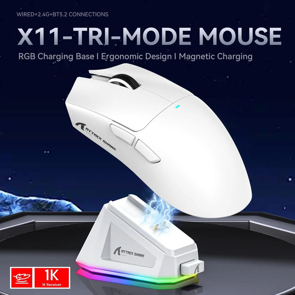 ATTACK SHARK X11 Gaming Mouse – 22,000 DPI, Magnetic Charging, Wireless/Wired (PAW3311) - Zevon