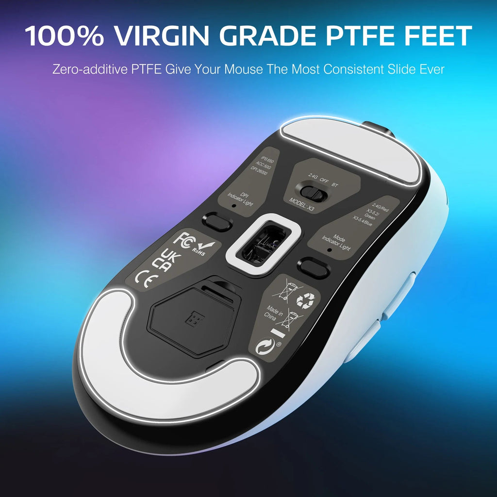 ATTACK SHARK X3 Wireless Gaming Mouse – 26,000 DPI PAW3395, 49g, Triple - Mode Connectivity - Zevon