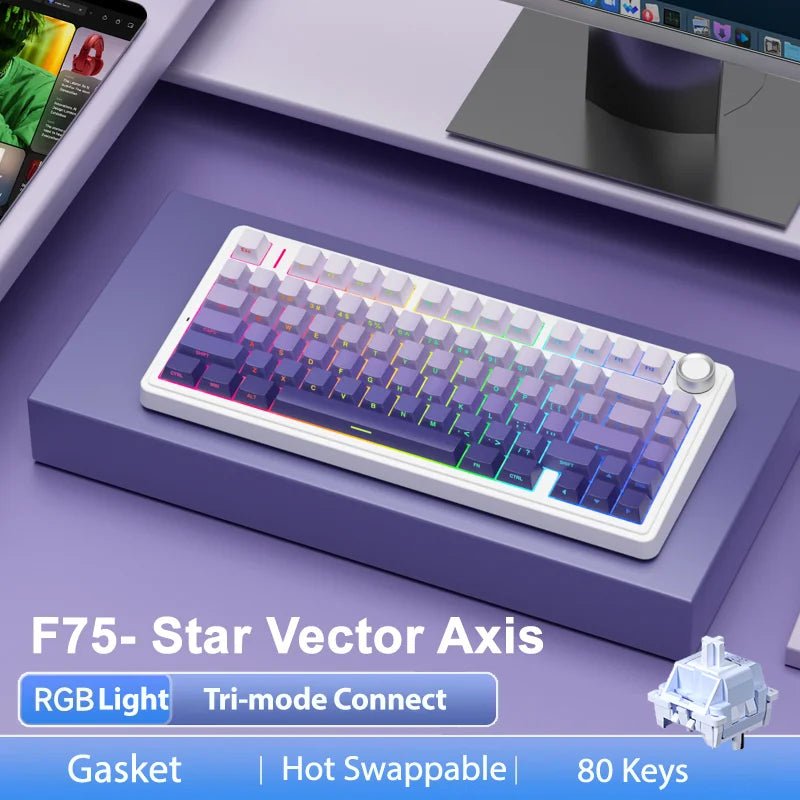 AULA F75 Pro 75% Wireless Mechanical Gaming Keyboard – RGB Gasket Mount, PBT Keycaps - Zevon