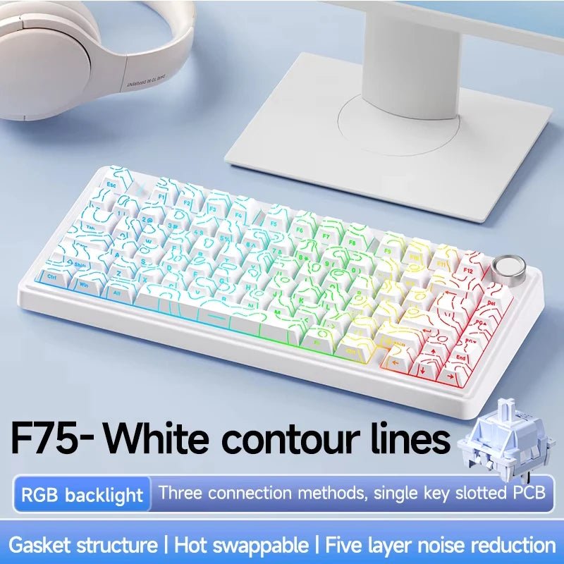 AULA F75 Pro 75% Wireless Mechanical Gaming Keyboard – RGB Gasket Mount, PBT Keycaps - Zevon
