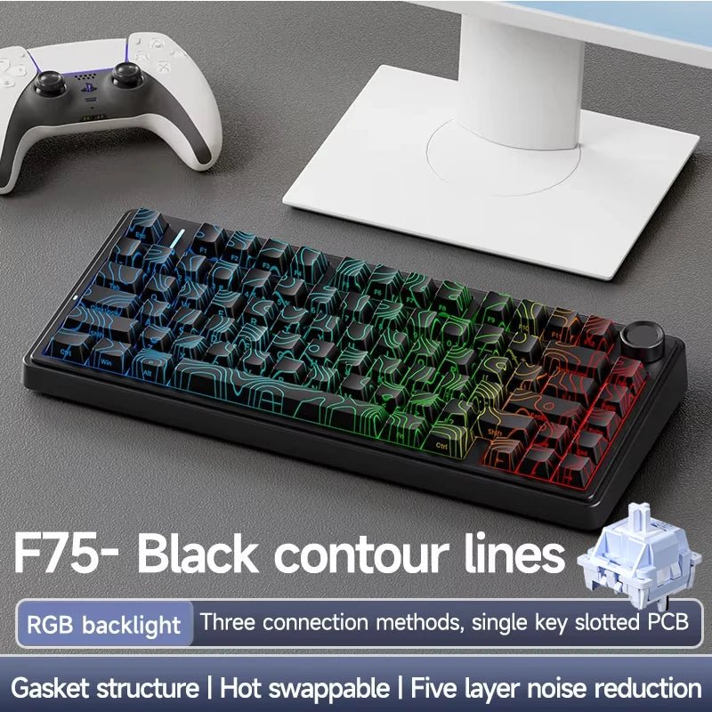 AULA F75 Pro 75% Wireless Mechanical Gaming Keyboard – RGB Gasket Mount, PBT Keycaps - Zevon