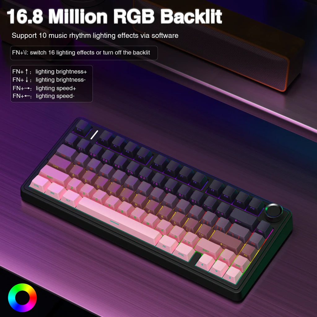 AULA F75 Pro 75% Wireless Mechanical Gaming Keyboard – RGB Gasket Mount, PBT Keycaps - Zevon