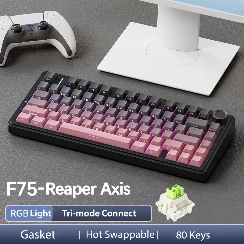 AULA F75 Pro 75% Wireless Mechanical Gaming Keyboard – RGB Gasket Mount, PBT Keycaps - Zevon
