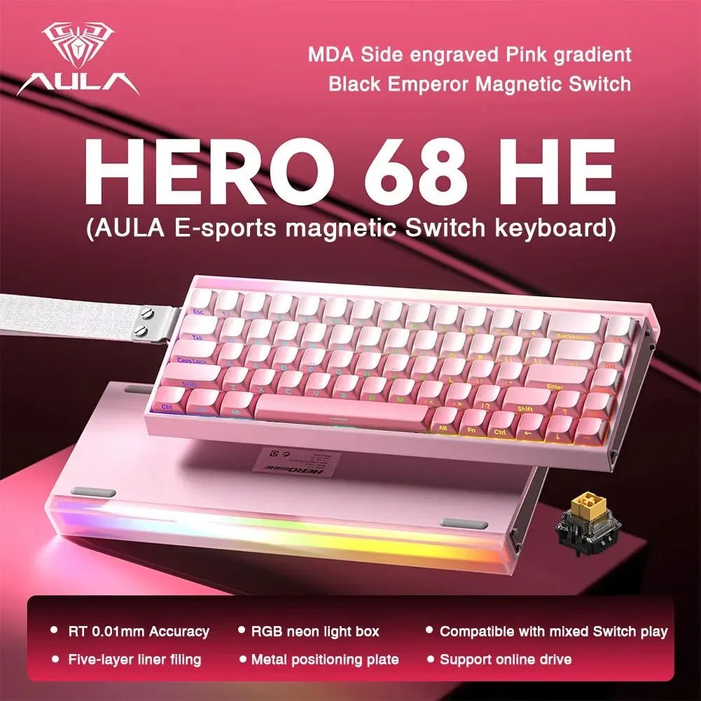 AULA HERO 68HE Magnetic Switch Gaming Keyboard – Rapid Trigger 8K RGB Wired Esports Keyboard - Zevon