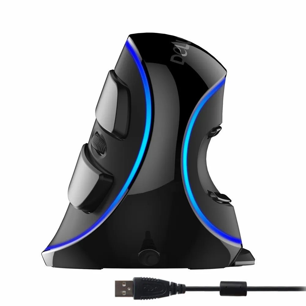 Delux M618 PLUS Ergonomic Vertical Gaming Mouse – 4000 DPI, 6 Buttons, RGB Wired/Wireless for PC & Laptop - Zevon