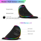 Delux M618 PLUS Ergonomic Vertical Gaming Mouse – 4000 DPI, 6 Buttons, RGB Wired/Wireless for PC & Laptop - Zevon