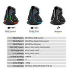 Delux M618 PLUS Ergonomic Vertical Gaming Mouse – 4000 DPI, 6 Buttons, RGB Wired/Wireless for PC & Laptop - Zevon