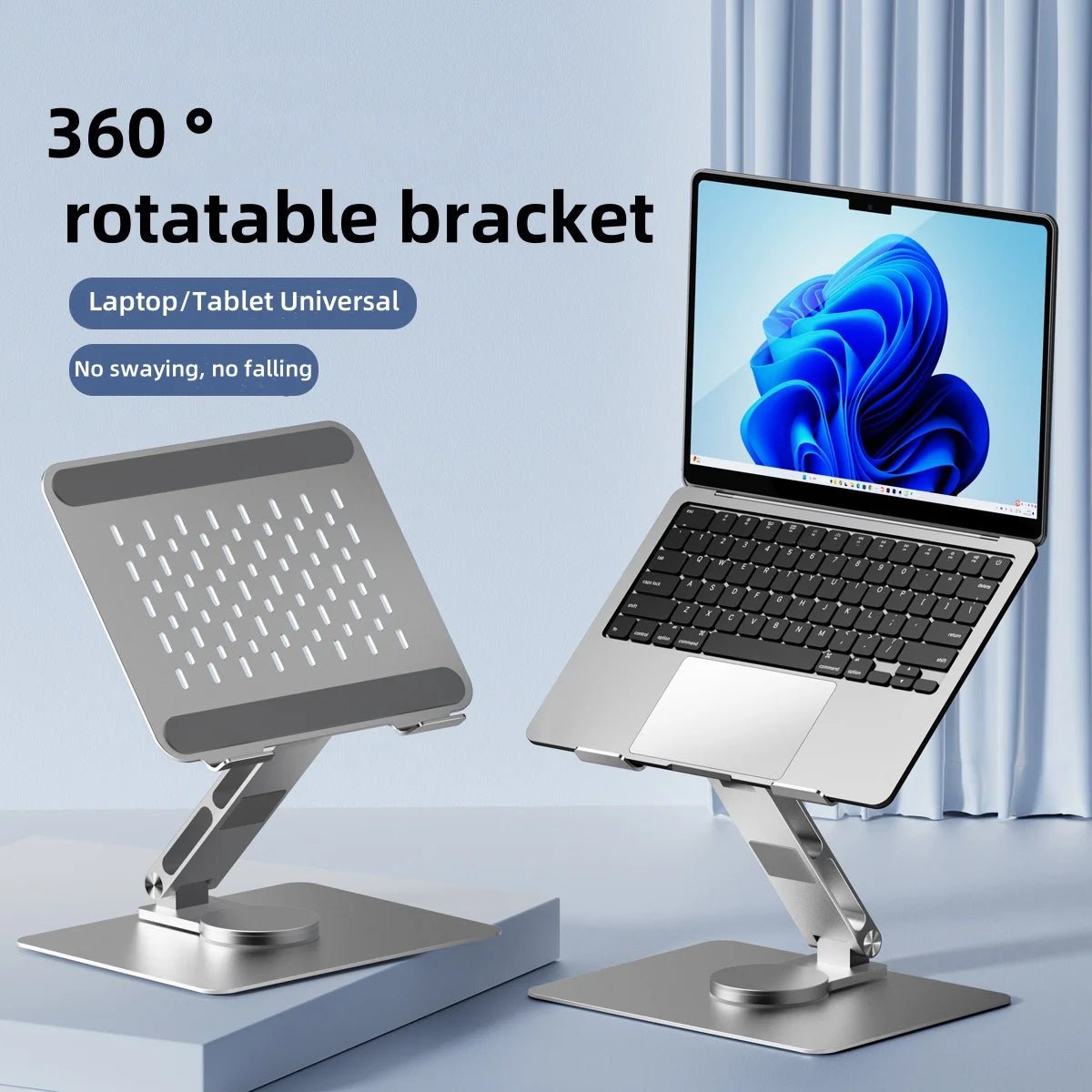 Foldable Aluminum Laptop Stand with 360° Swivel Base