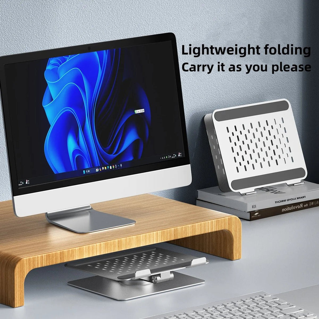 Foldable Aluminum Laptop Stand with 360° Swivel Base