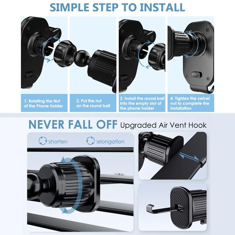 Gravity Car Phone Holder With Hook Car Air Vent Clip Mount Smartphone Stand GPS Support In Car For iPhone Samsung Huawei Xiaomi - Zevon