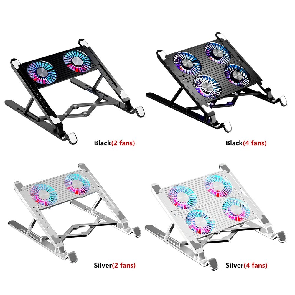 Laptop Cooling Pad with 2/4 Fans RGB Gaming Laptop Cooler 9 Height Laptop Holder Foldable Notebook Stand for Macbook iPad - ZEVON