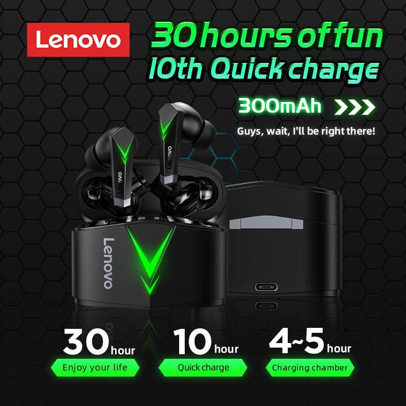 Lenovo LP6 Wireless Earbuds with Deep Bass & Sweatproof Design - ZEVON