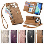 Luxury PU Leather Zipper Wallet Phone Case for iPhone 14–17 Pro Max | Shockproof Card Holder - Zevon