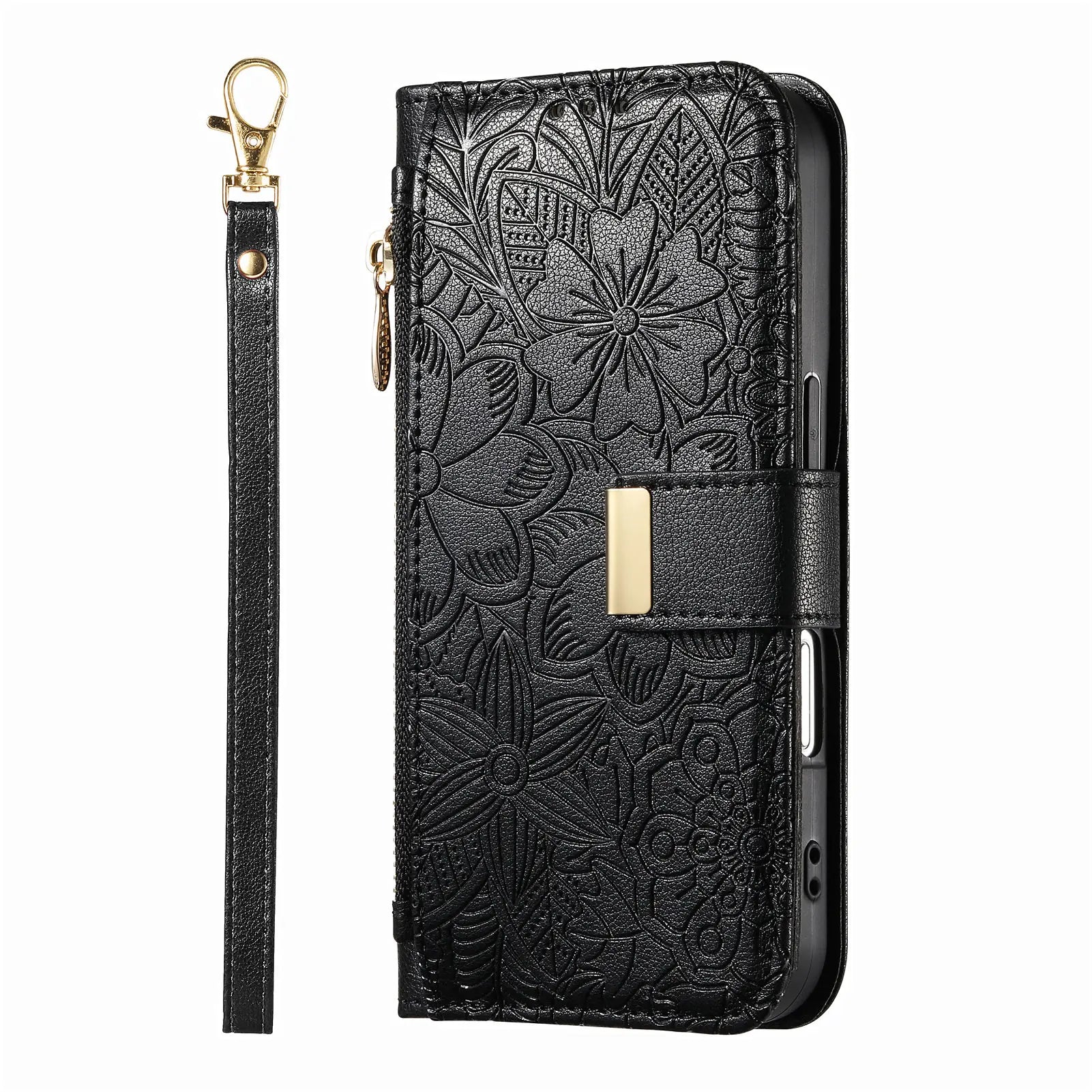 Luxury PU Leather Zipper Wallet Phone Case for iPhone 14–17 Pro Max | Shockproof Card Holder - Zevon