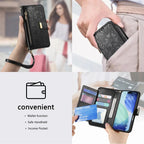Luxury PU Leather Zipper Wallet Phone Case for iPhone 14–17 Pro Max | Shockproof Card Holder - Zevon