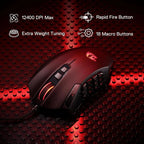 M921 MMO Gaming Mouse – 12400 DPI high - precision wired RGB mouse with 18 programmable buttons and 12 side macro keys for MMO and PC gaming - Zevon