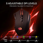 M921 MMO Gaming Mouse – 12400 DPI high - precision wired RGB mouse with 18 programmable buttons and 12 side macro keys for MMO and PC gaming - Zevon