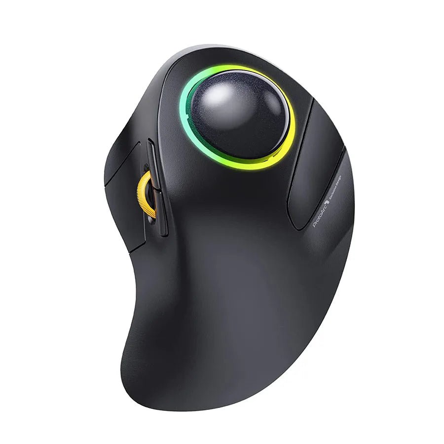 ProtoArc EM03 Wireless Bluetooth Trackball Mouse – Rechargeable Ergonomic RGB for Windows, Mac & iPad - Zevon