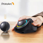 ProtoArc EM03 Wireless Bluetooth Trackball Mouse – Rechargeable Ergonomic RGB for Windows, Mac & iPad - Zevon