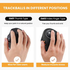 ProtoArc EM03 Wireless Bluetooth Trackball Mouse – Rechargeable Ergonomic RGB for Windows, Mac & iPad - Zevon