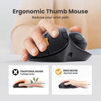 ProtoArc EM04 Wireless Ergonomic Trackball Mouse – Rechargeable vertical design with Bluetooth connectivity for PC, Mac, iPad, Windows, and Android. - Zevon