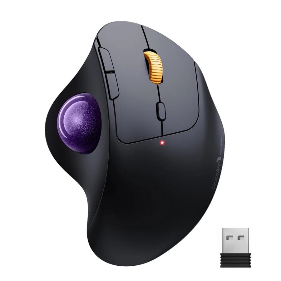 ProtoArc EM04 Wireless Ergonomic Trackball Mouse – Rechargeable vertical design with Bluetooth connectivity for PC, Mac, iPad, Windows, and Android. - Zevon