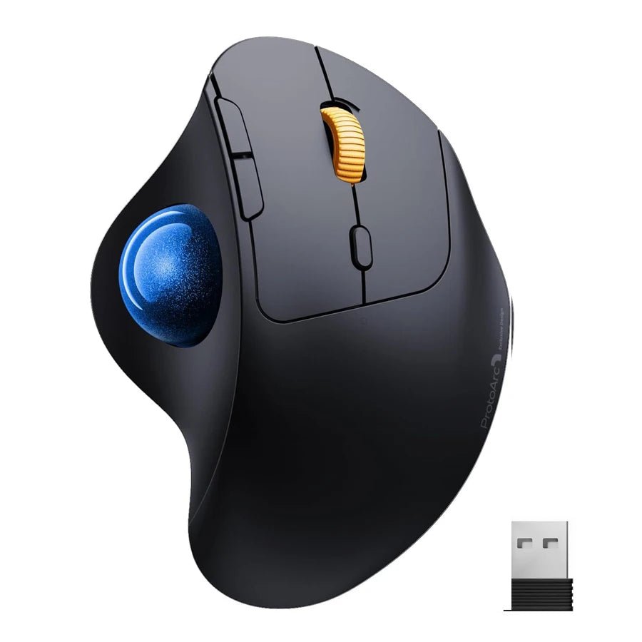 ProtoArc EM04 Wireless Ergonomic Trackball Mouse – Rechargeable vertical design with Bluetooth connectivity for PC, Mac, iPad, Windows, and Android. - Zevon