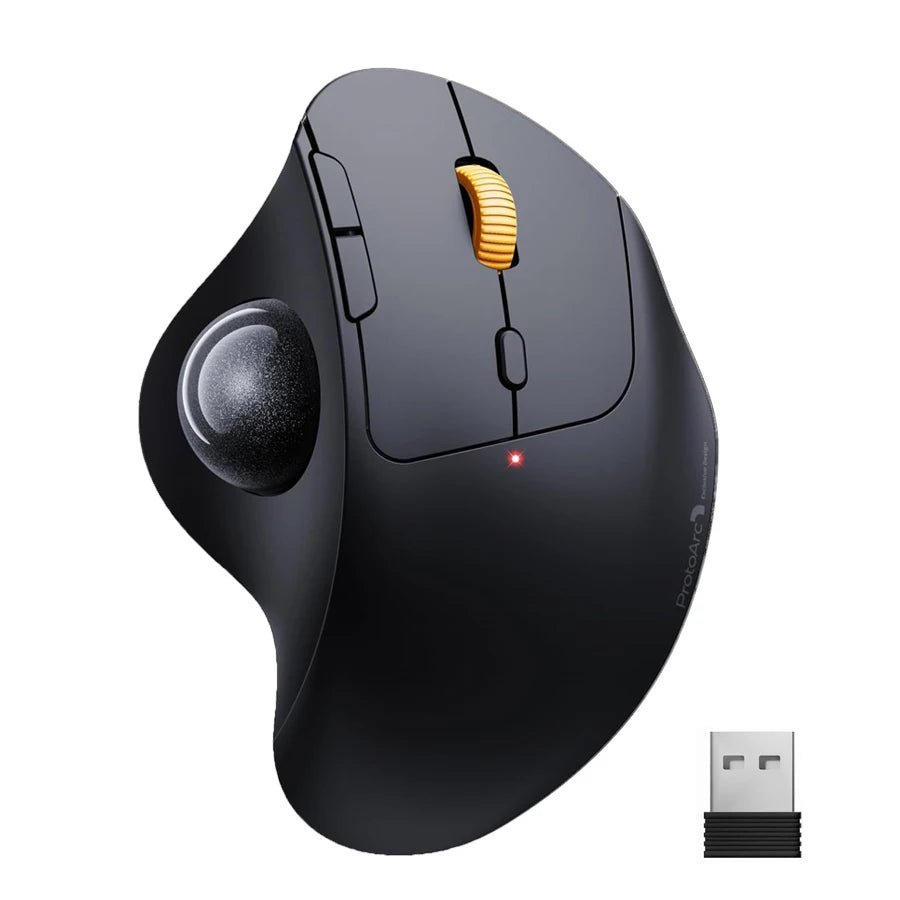 ProtoArc EM04 Wireless Ergonomic Trackball Mouse – Rechargeable vertical design with Bluetooth connectivity for PC, Mac, iPad, Windows, and Android. - Zevon