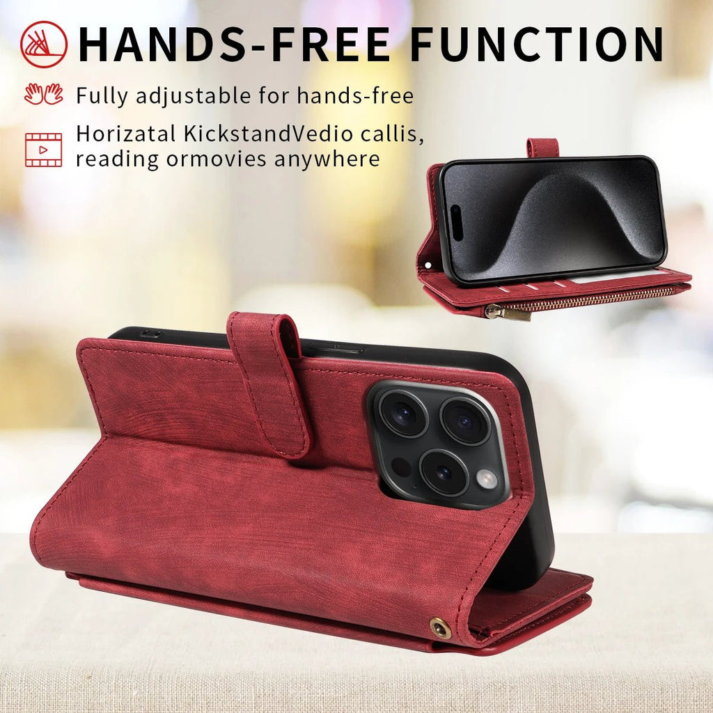 PU Leather Phone Case for IPhone 17Air 17 Pro Max 16 Pro Max 16e 15 14 13 12 11 Pro Max Plus Flip Wallet Style Phone Cover - Zevon