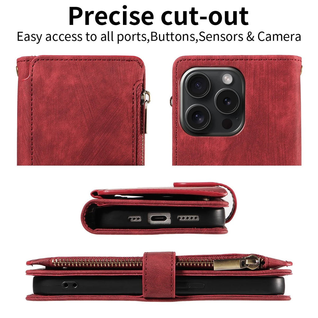 PU Leather Phone Case for IPhone 17Air 17 Pro Max 16 Pro Max 16e 15 14 13 12 11 Pro Max Plus Flip Wallet Style Phone Cover - Zevon