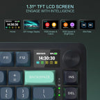 Redragon K724 PRO Wireless Gasket Mechanical Gaming Keyboard with Hype Screen, control knob, 81 keys, and Mint Mambo switches. - Zevon