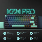 Redragon K724 PRO Wireless Gasket Mechanical Gaming Keyboard with Hype Screen, control knob, 81 keys, and Mint Mambo switches. - Zevon