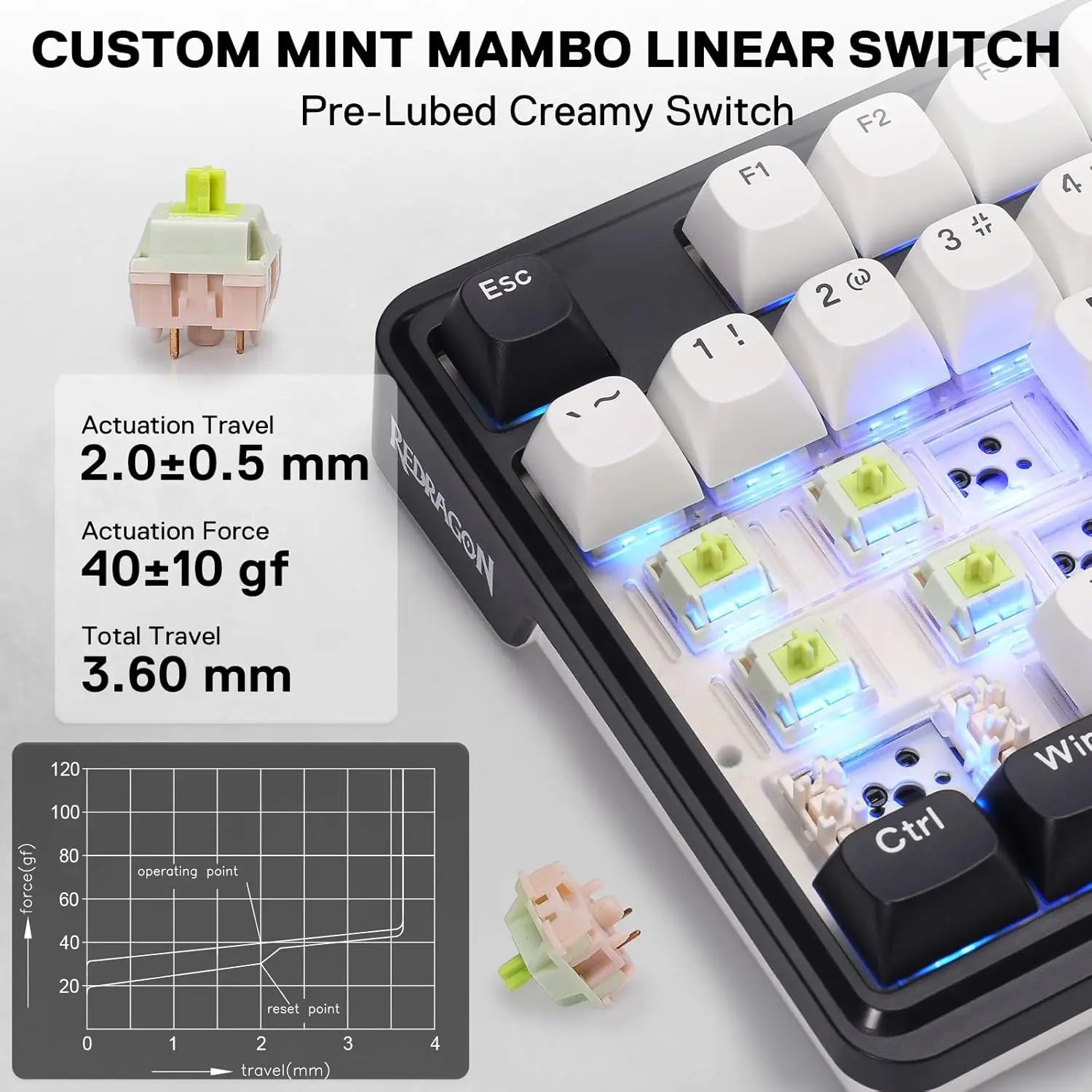 Redragon K745 PRO Wireless Mechanical Gaming Keyboard with gasket mount, hot - swap south - facing RGB LEDs, and 108 - key full layout (White & Black). - Zevon