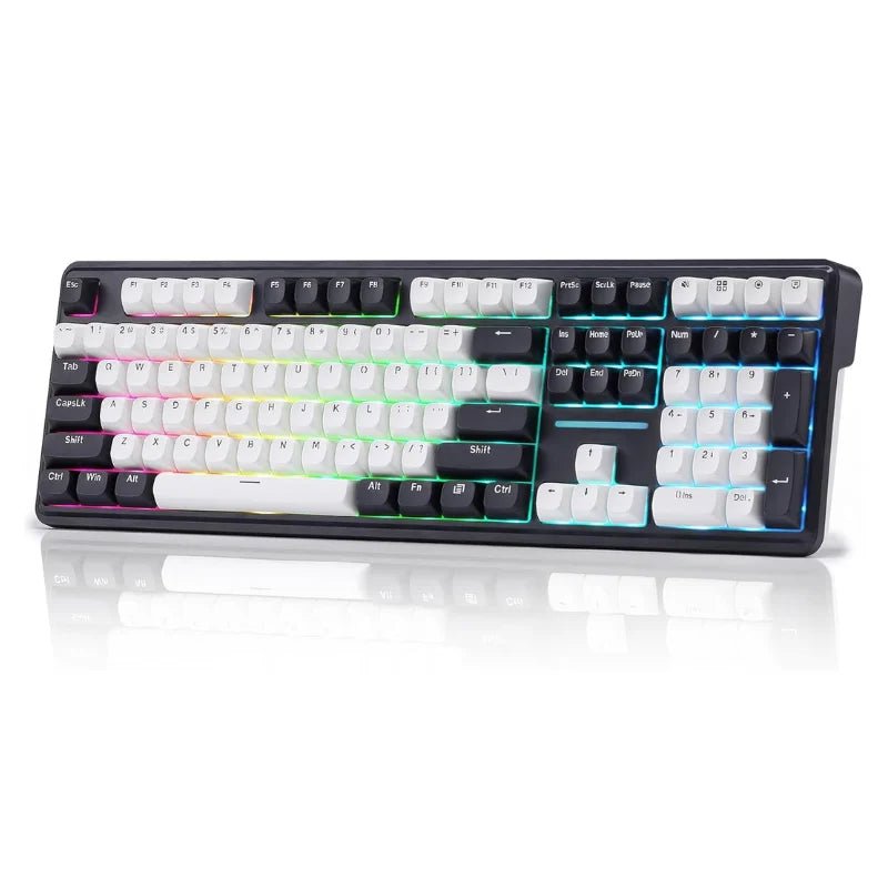 Redragon K745 PRO Wireless Mechanical Gaming Keyboard with gasket mount, hot - swap south - facing RGB LEDs, and 108 - key full layout (White & Black). - Zevon