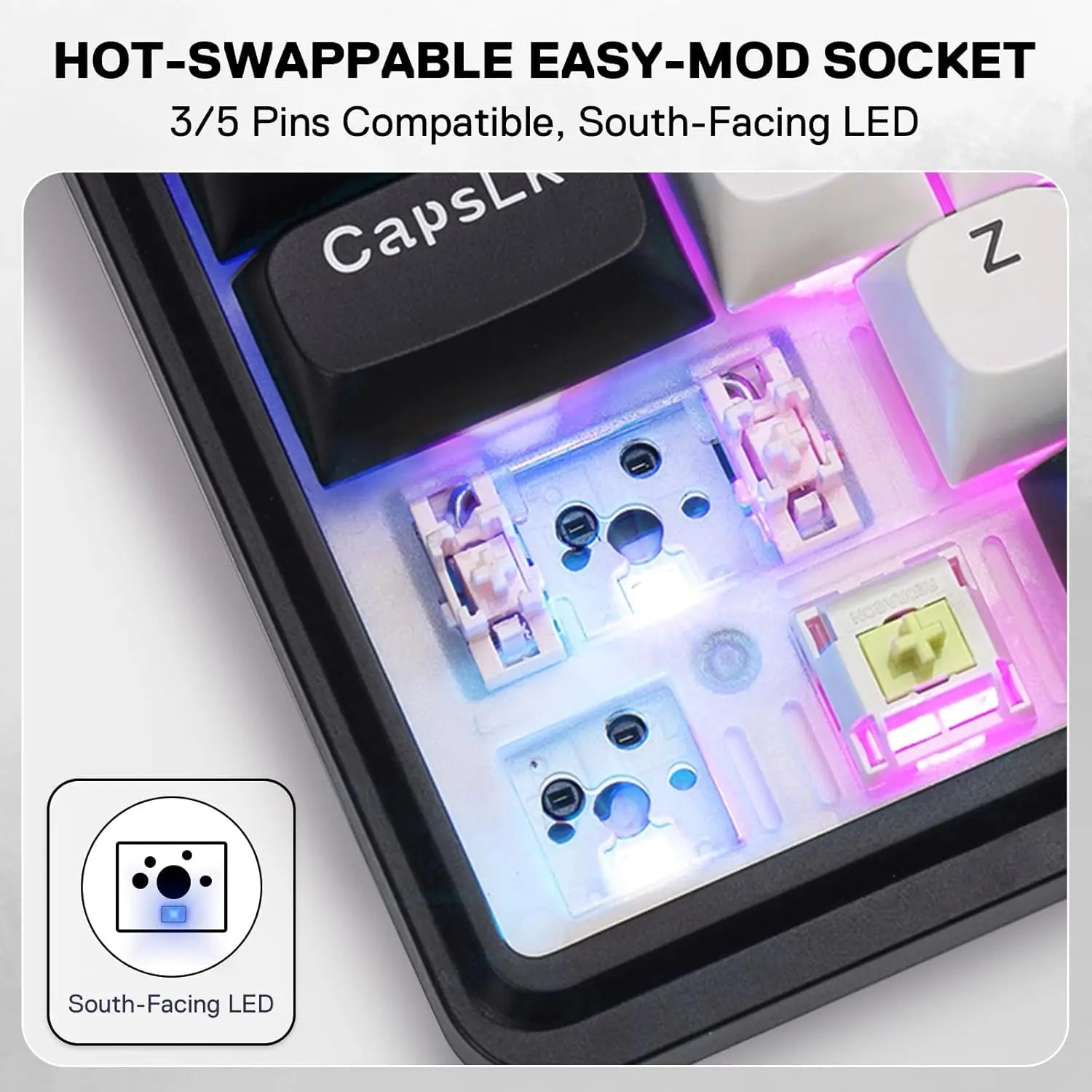 Redragon K745 PRO Wireless Mechanical Gaming Keyboard with gasket mount, hot - swap south - facing RGB LEDs, and 108 - key full layout (White & Black). - Zevon